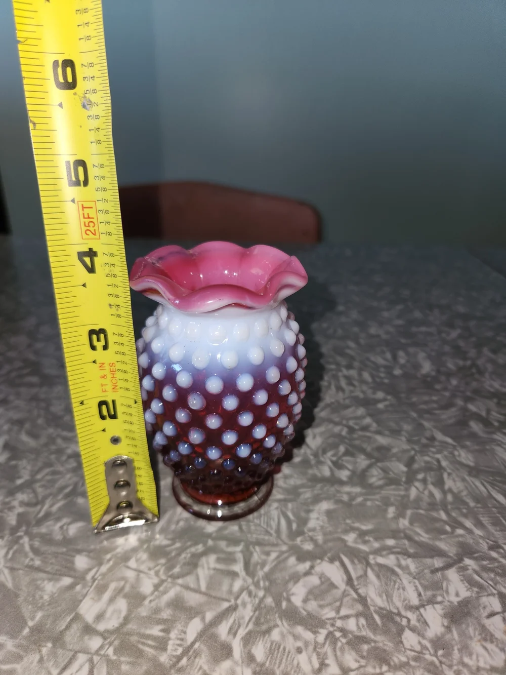 Fenton-Cranberry Hobnail SmallGlass Vase